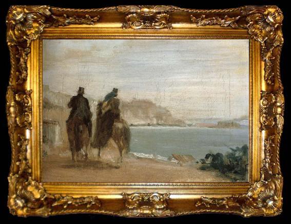 framed  Edgar Degas Promenade beside the sea, ta009-2